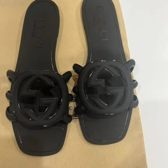 Gucci Women Sandals Slides Rubber .size 39/9 - Picture 1 of 5